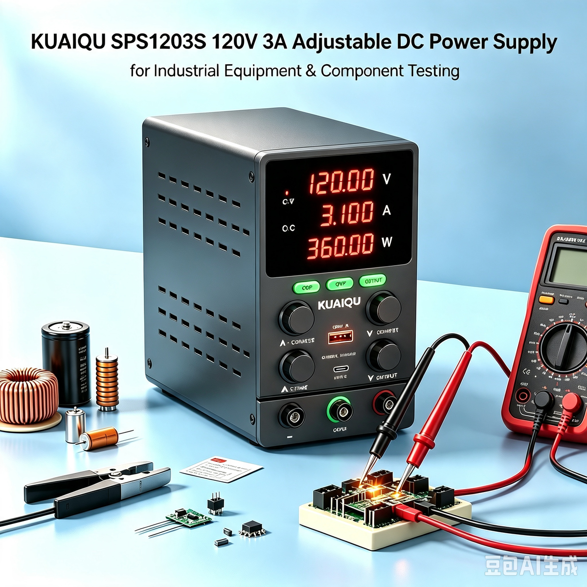 KUAIQU SPS1203S 120V 3A Adjustable DC Power Supply for Industrial Equipment & Component Testing