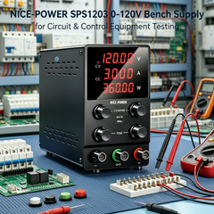 NICE POWER SPS1203 - Fuente de alimentación CC ajustable de 120 V y 3 A con salida USB de 5 V y 2 A y pantalla LED de 4 dígitos para reparación de teléfonos móviles.
