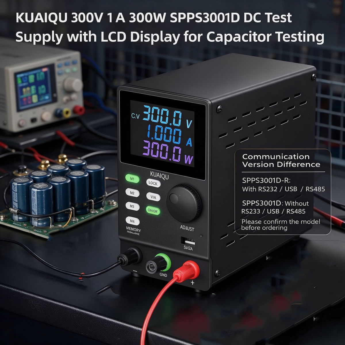 KUAIQU 300V 1A 300W SPPS3001D DC Test Supply with LCD Display for Capacitor Testing