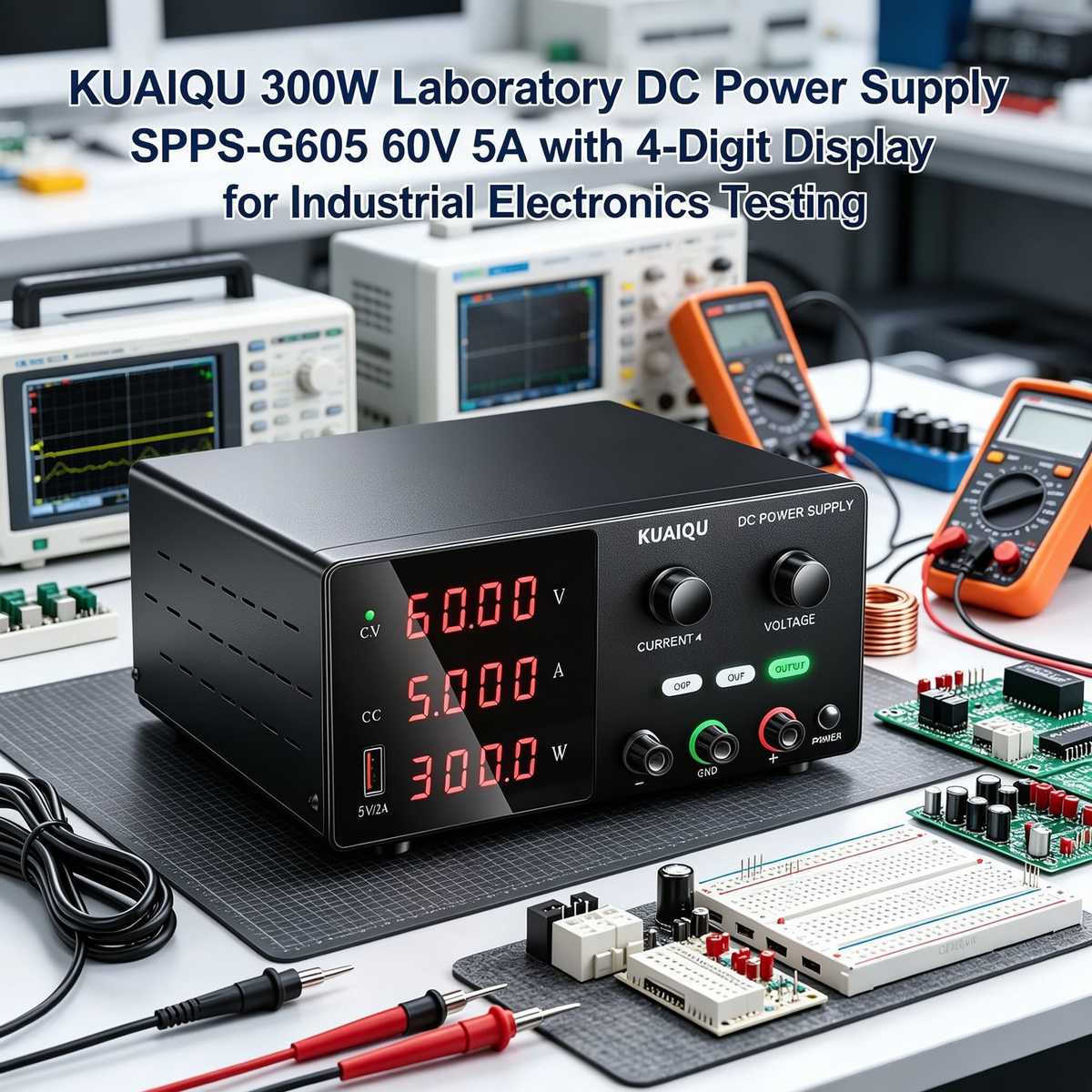 KUAIQU 300W Laboratory DC Power Supply SPPS-G605 60V 5A with 4-Digit Display for Industrial Electronics Testing