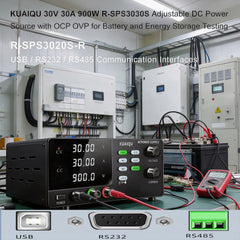 KUAIQU 30V 30A 900W R-SPS3030S Adjustable DC Power Source with OCP OVP for Battery and Energy Storage Testing