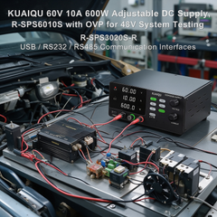 KUAIQU 60V 10A 600W Adjustable DC Supply, R-SPS6010S with OVP for 48V System Testing