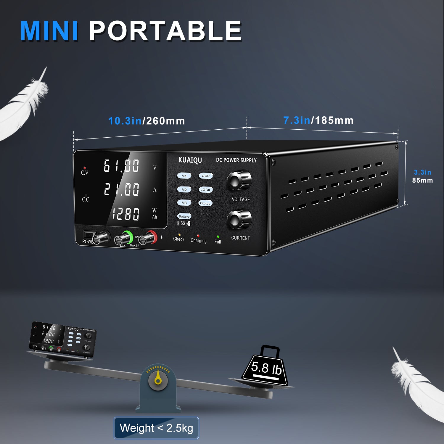 KUAIQU 60V 30V 15V High Power DC Power Supply for Battery Charging