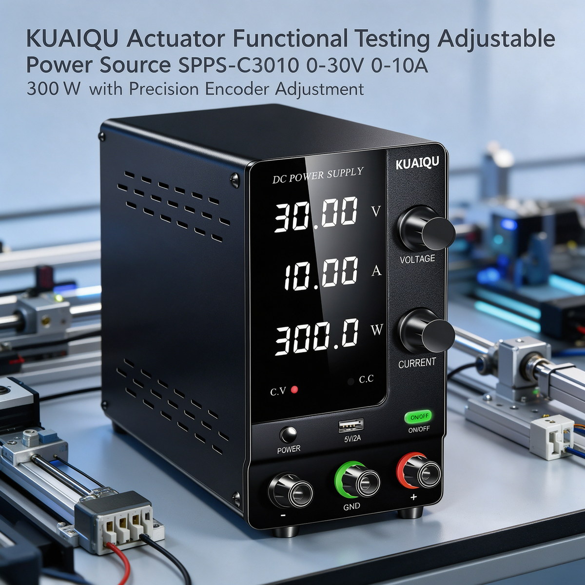 KUAIQU Actuator Functional Testing Adjustable Power Source SPPS-C3010 0-30V 0-10A 300W with Precision Encoder Adjustment