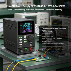 KUAIQU Bench Supply SPPS1203D 0-120V 0-3A 360W with LCD Memory Function for Motor Controller Testing