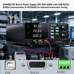 KUAIQU DC Bench Power Supply 30V 20A 600W with USB RS232 RS485 Communication, R-SPS3020S for Industrial Automation Testing