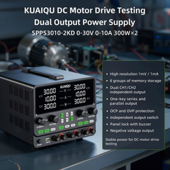 KUAIQU DC Motor Drive Testing Dual Output Power Supply SPPS3010-2KD 0-30V 0-10A 300W×2