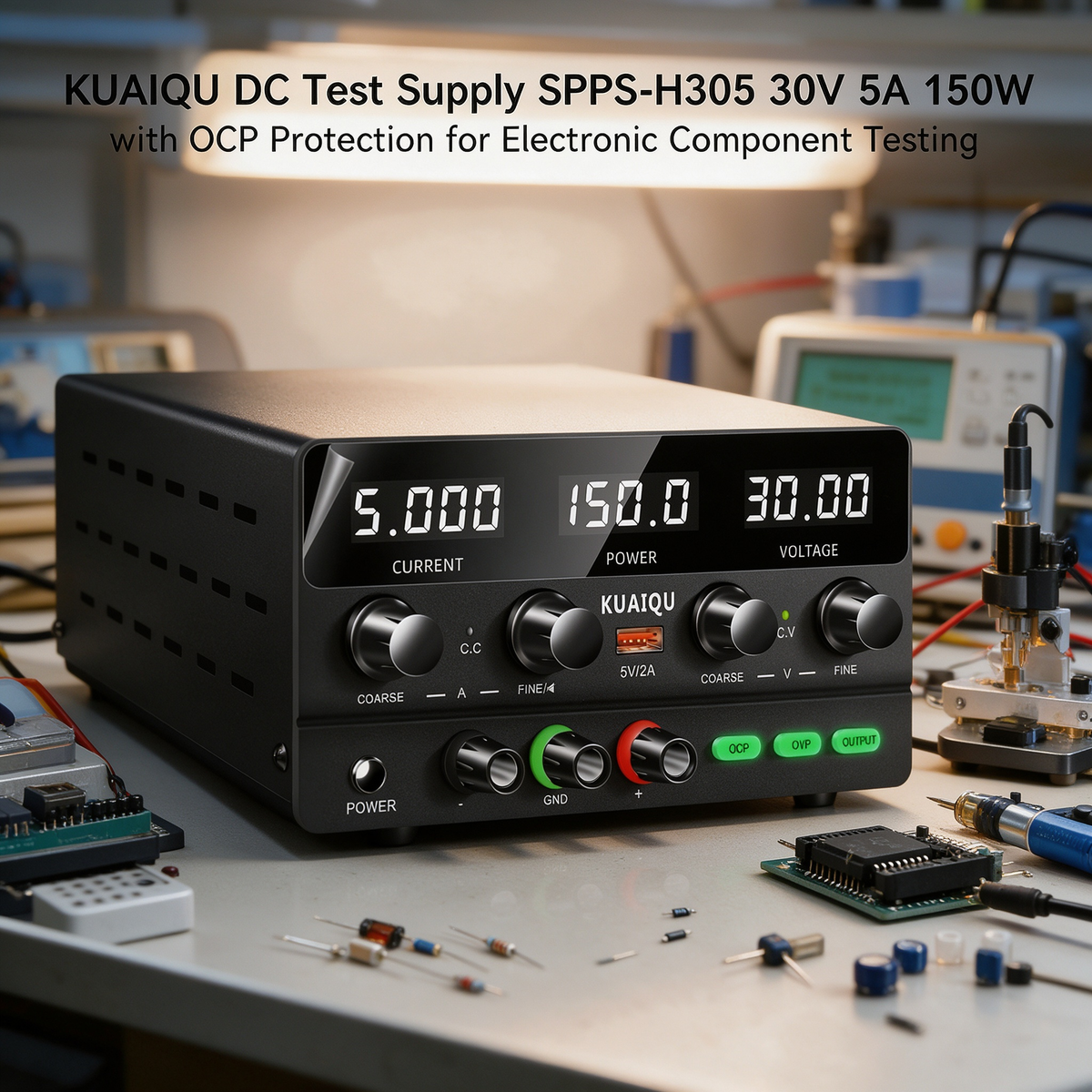 KUAIQU DC Test Supply SPPS-H305 24V 30V 5A 150W with OCP Protection for Electronic Component Testing