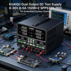 KUAIQU Dual Output DC Test Supply 0-30V 0-5A 150W×2 SPPS305-2KD for Embedded System Testing