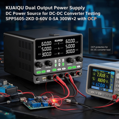 KUAIQU Dual Output Power Supply DC Power Source for DC-DC Converter Testing SPPS605-2KD 0-60V 0-5A 300W×2 with OCP