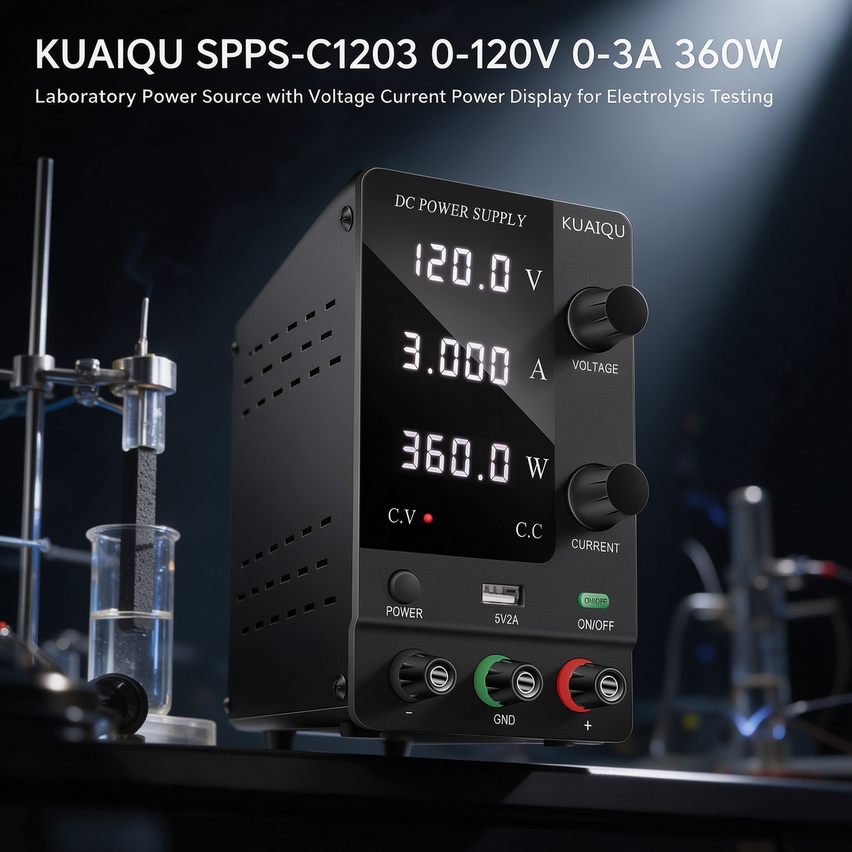 KUAIQU Electroplating Testing DC Test Supply SPPS-C1203 0-120V 0-3A 360W with Encoder Adjustment