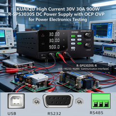 KUAIQU High Current 30V 30A 900W R-SPS3030S DC Power Supply with OCP OVP for Power Electronics Testing