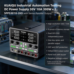 KUAIQU Industrial Automation Testing DC Power Supply 30V 10A 300W×2 SPPS3010-2KD with Series Parallel Output