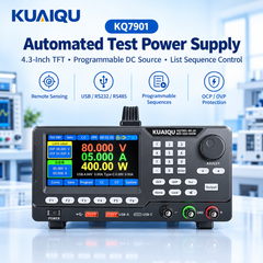 KUAIQU KQ7901 Automated Test Power Supply, 0-80V 0-20A 400W 4.3-Inch TFT Programmable DC Source with List Sequence Control, Remote Sensing &Digital Interfaces