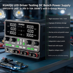 KUAIQU LED Driver Testing DC Bench Power Supply SPPS3010-2KD 0-30V 0-10A 300W×2 with 8-Group Memory
