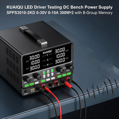 KUAIQU LED Driver Testing DC Bench Power Supply SPPS3010-2KD 0-30V 0-10A 300W×2 with 8-Group Memory