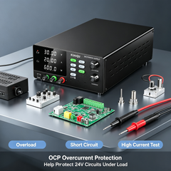 KUAIQU R-SPS3020C 30V 20A 600W Adjustable DC Power Supply with OCP for 24V System Testing
