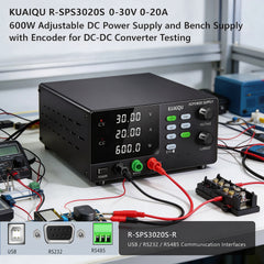 KUAIQU R-SPS3020S 0-30V 0-20A 600W Adjustable DC Power Supply and Bench Supply with Encoder for DC-DC Converter Testing