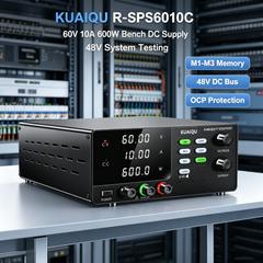 KUAIQU R-SPS6010C 60V 10A 600W Bench DC Supply with Memory for 48V System Testing