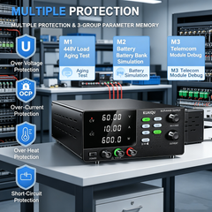 KUAIQU R-SPS6010C 60V 10A 600W Bench DC Supply with Memory for 48V System Testing