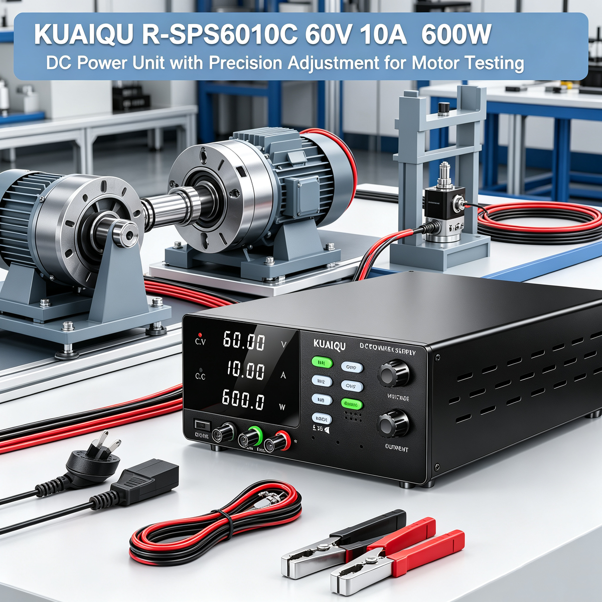KUAIQU R-SPS6010C 60V 10A 600W DC Power Unit with Precision Adjustment for Motor Testing