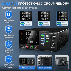 KUAIQU R-SPS6020C 60V 20A 1200W High Power Bench Supply with 4-Digit Display for 48V System Testing