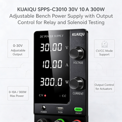 KUAIQU SPPS-C3010 30V 10A 300W Adjustable Bench Power Supply with Output Control for Relay and Solenoid Testing