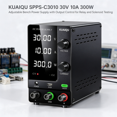 KUAIQU SPPS-C3010 30V 10A 300W Adjustable Bench Power Supply with Output Control for Relay and Solenoid Testing