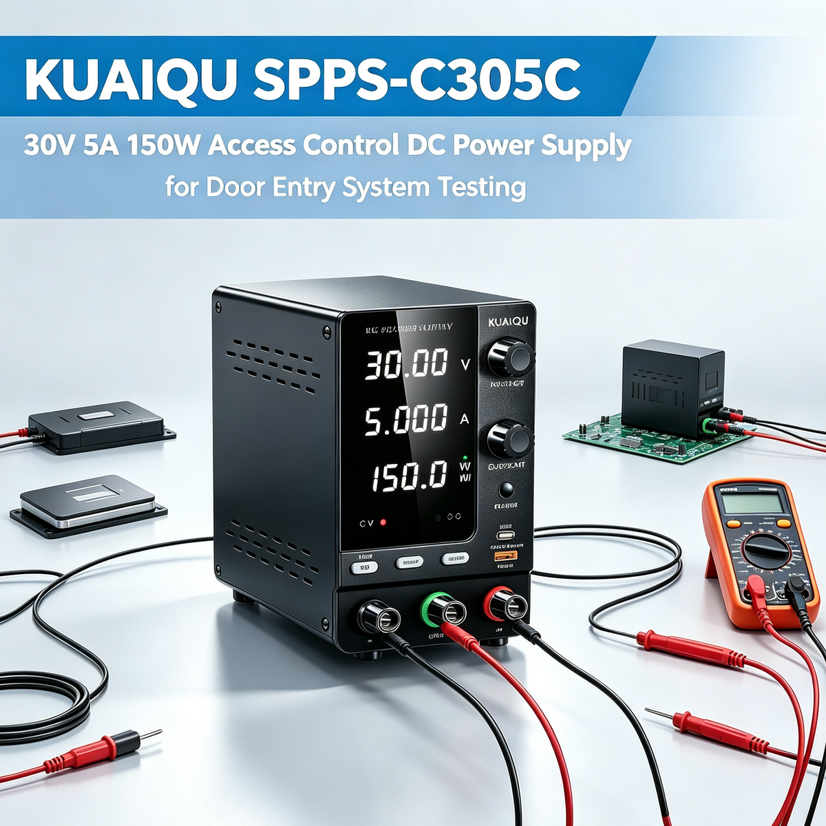 KUAIQU SPPS-C305C 30V 5A 150W Access Control DC Power Supply for Door Entry System Testing