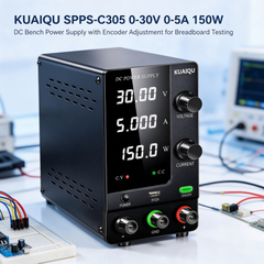 KUAIQU SPPS-C305 0-30V 0-5A 150W DC Bench Power Supply with Encoder Adjustment for Breadboard Testing