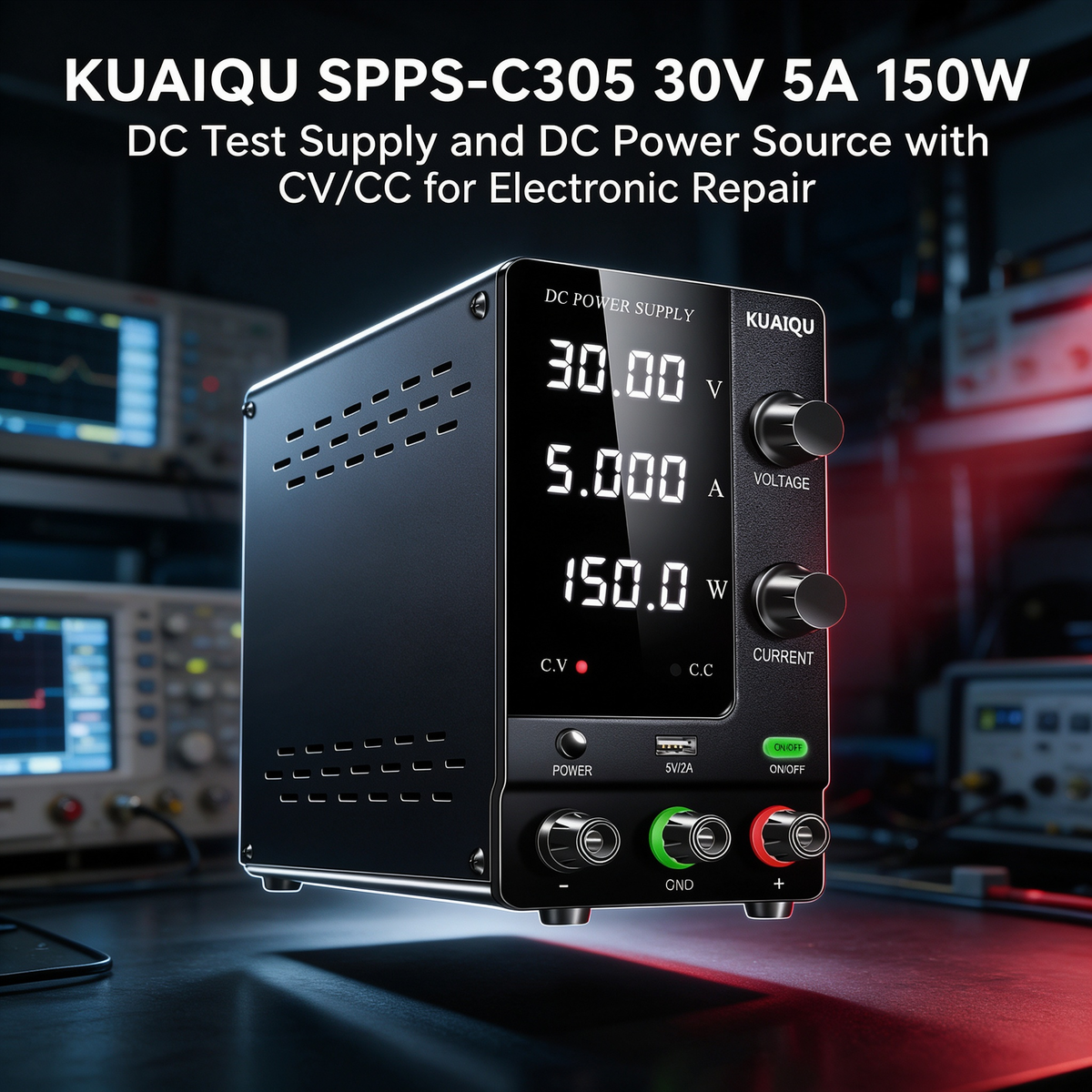 KUAIQU SPPS-C305 30V 5A 150W DC Test Supply and DC Power Source with CV/CC for Electronic Repair