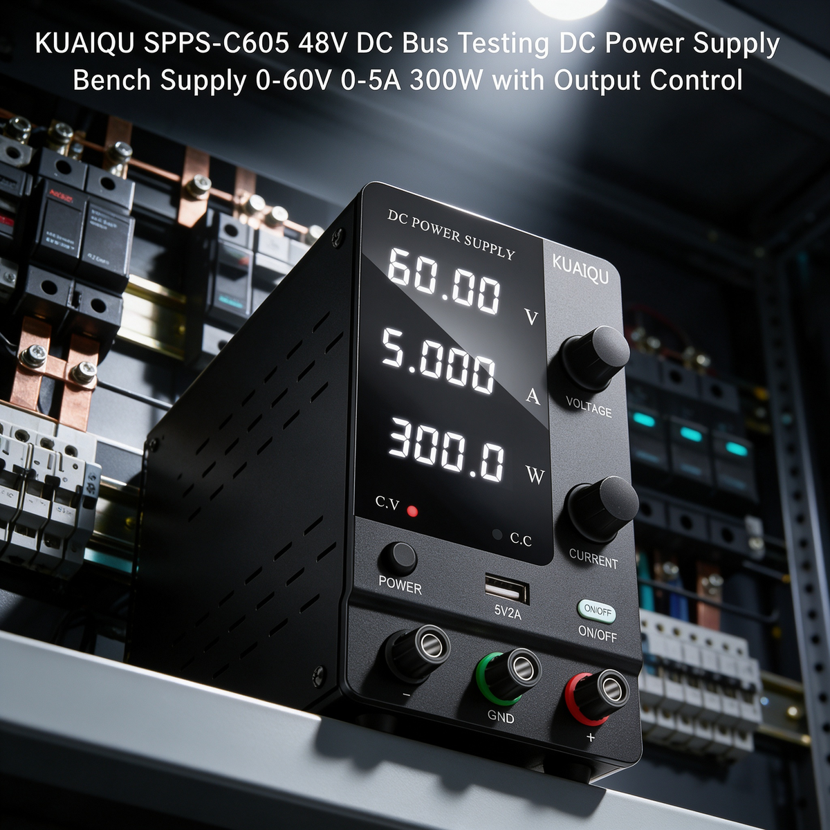 KUAIQU SPPS-C605 48V DC Bus Testing DC Power Supply Bench Supply 0-60V 0-5A 300W with Output Control