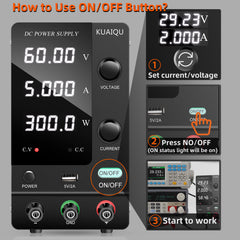 KUAIQU BLDC Controller Testing Regulated DC Power Supply SPPS-C605 60V 5A 300W with Precision Encoder Adjustment