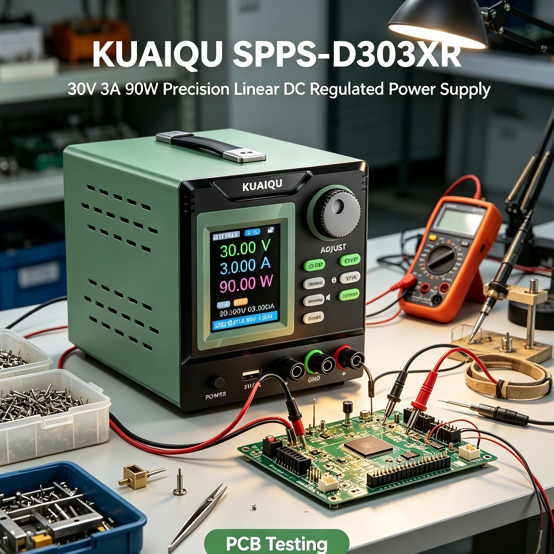 KUAIQU SPPS-D303XR 30V 3A 90W Precision Linear DC Regulated Power Supply for PCB Testing