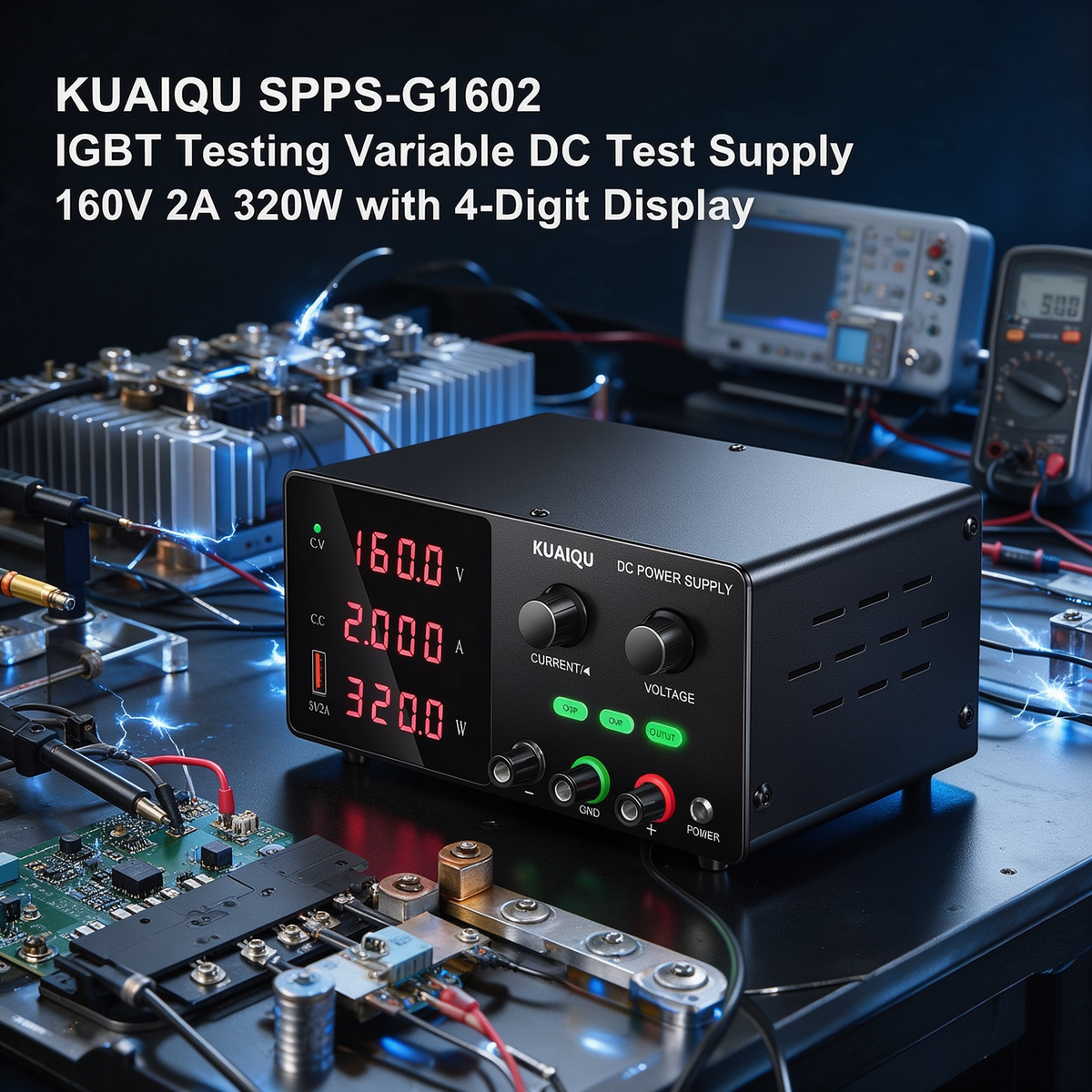KUAIQU SPPS-G1602 IGBT Testing Variable DC Test Supply 160V 2A 320W with 4-Digit Display