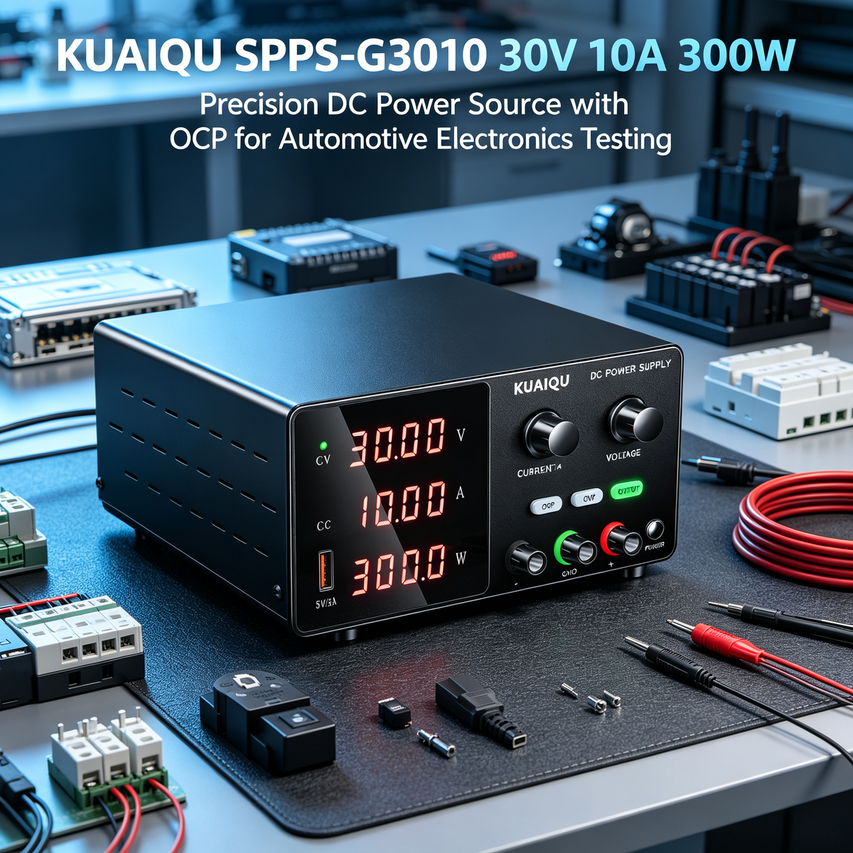 KUAIQU DC Bench Power Supply SPPS-G3010 0-30V 0-10A 300W with Output Control for Automotive Electronics Testing