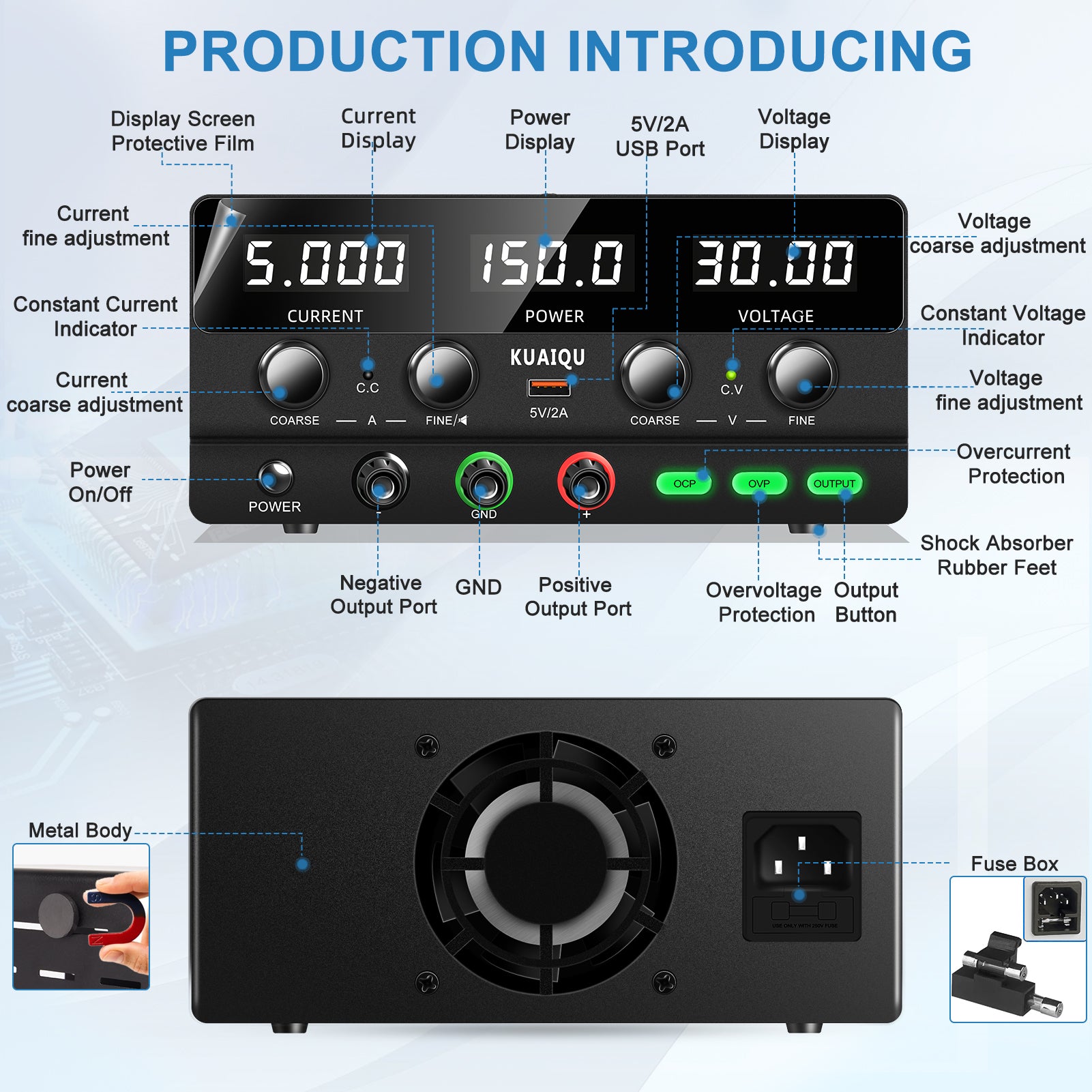 KUAIQU SPPS-H305 Wide Voltage DC Bench Power Supply