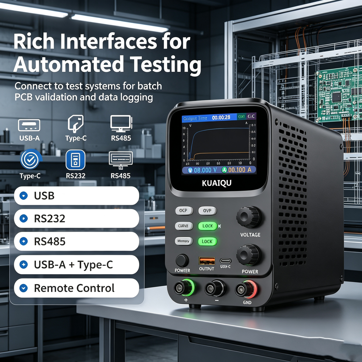 KUAIQU SPPS-K3010 30V 10A Lab Power Supply for BLDC Motor Testing