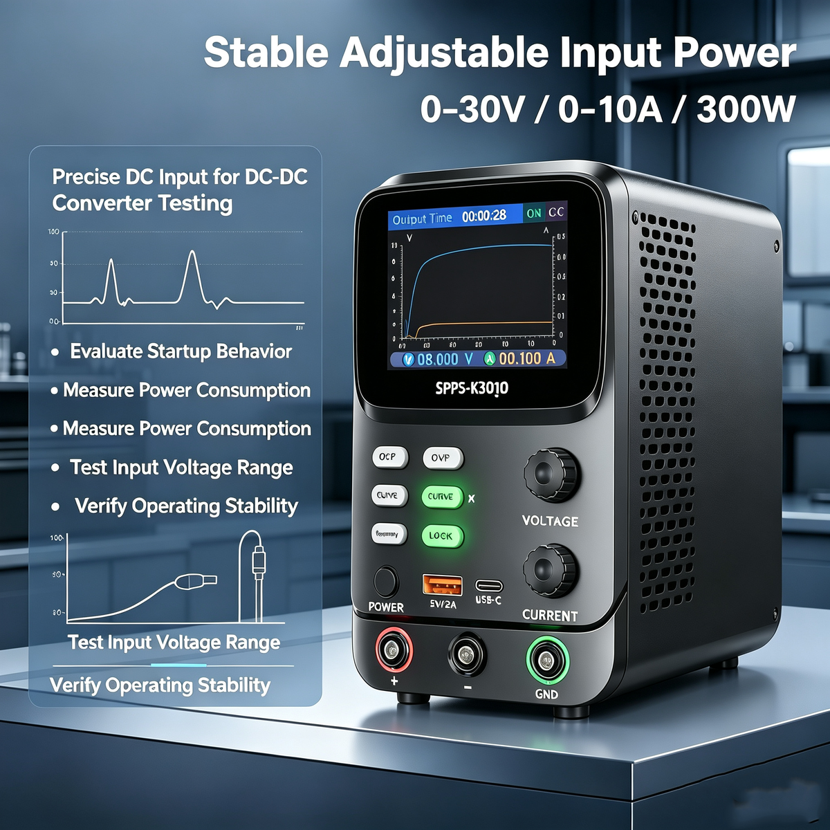 KUAIQU SPPS-K3010 30V 10A Variable Power Supply for DC-DC Converter Testing