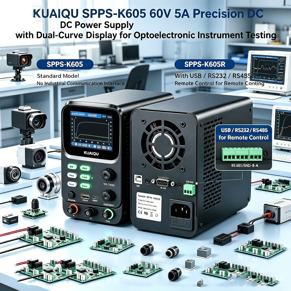 KUAIQU SPPS-K605 60V 5A Precision DC Power Supply with Dual-Curve Display for Optoelectronic Instrument Testing