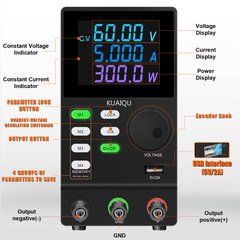 KUAIQU SPPS605D 60V 5A 300W Adjustable DC Power Supply with Memory Function for Energy Storage Device Testing