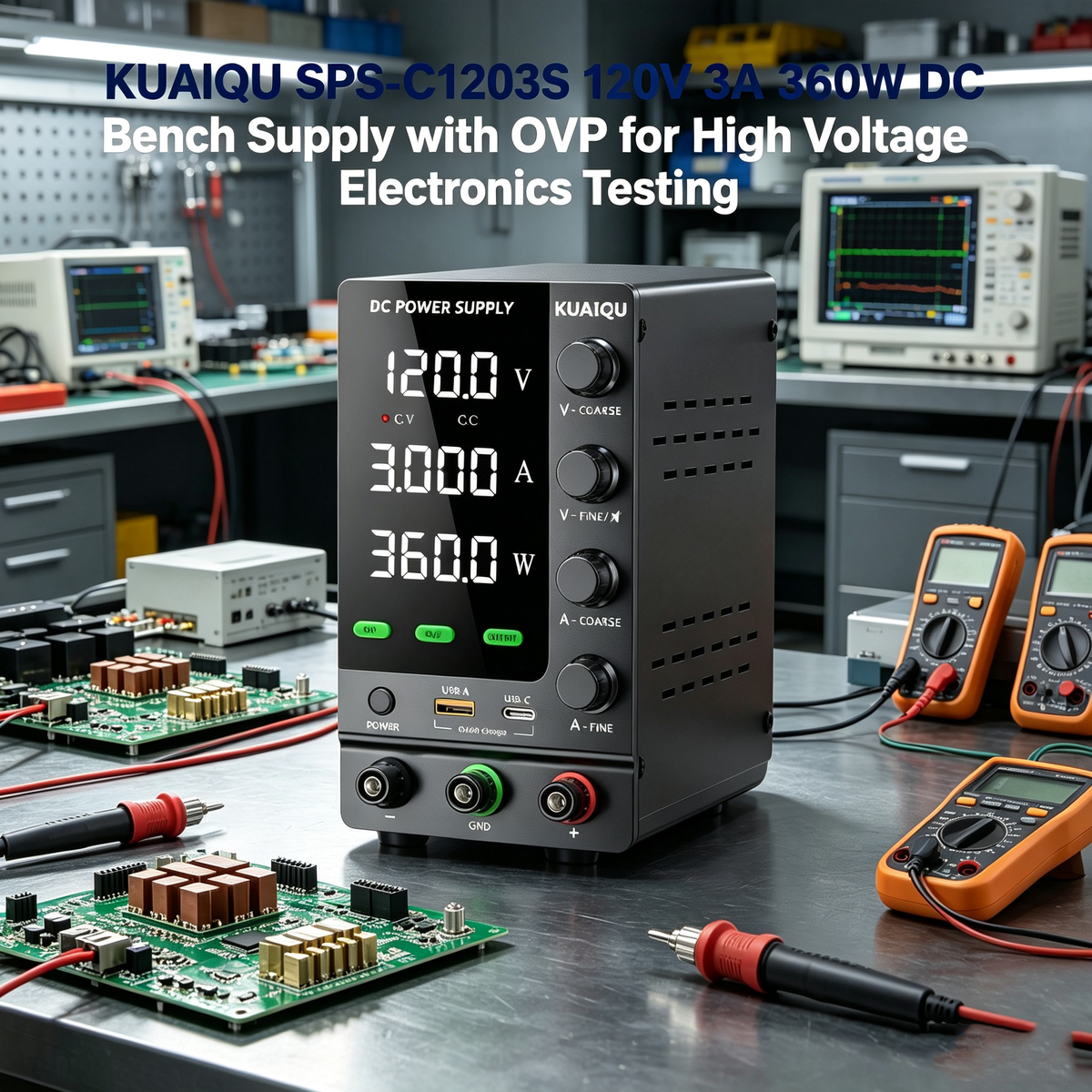 KUAIQU SPS-C1203S 120V 3A 360W Adjustable DC Test Source with OVP for Power Conversion Testing