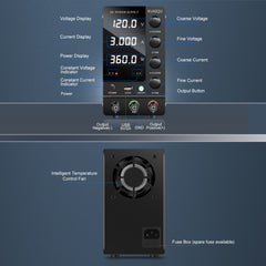 KUAIQU SPS-C1203 0-120V 0-3A 360W Laboratory DC Power Supply with CV/CC for Semiconductor Testing