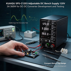 KUAIQU SPS-C1203 Adjustable DC Bench Supply 120V 3A 360W for DC-DC Converter Development and Testing