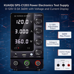 KUAIQU SPS-C1203 Power Electronics Test Supply 0-120V 0-3A 360W with Voltage and Current Display