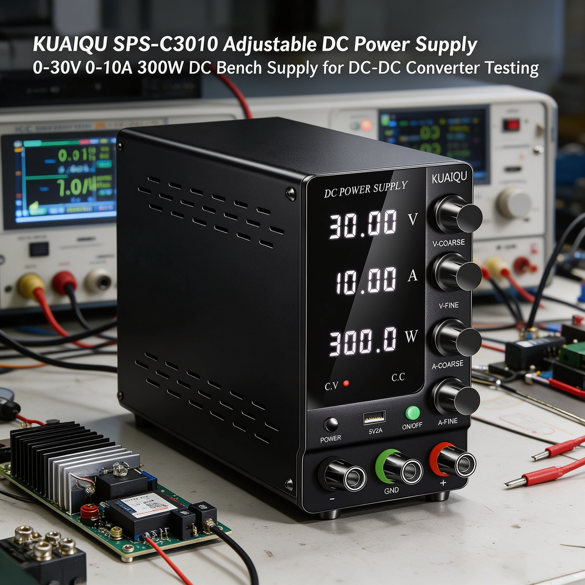 KUAIQU SPS-C3010 Adjustable DC Power Supply 0-30V 0-10A 300W DC Bench Supply for DC-DC Converter Testing
