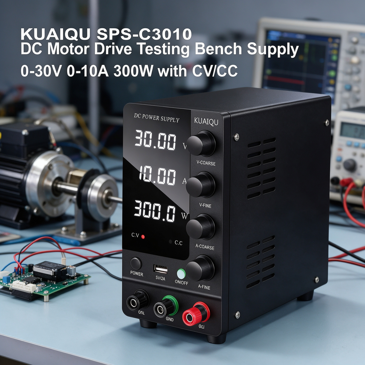 KUAIQU SPS-C3010 DC Motor Drive Testing Bench Supply 0-30V 0-10A 300W with CV/CC