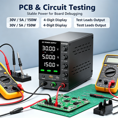 KUAIQU SPS-C305S 30V 5A 150W Precision DC Bench Supply with 4-Digit Display for PCB & Circuit Testing