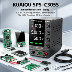 KUAIQU SPS-C305S 30V 5A 150W Regulated DC Bench Supply with OCP for Embedded System Testing
