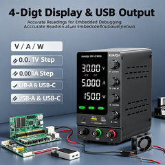KUAIQU SPS-C305S 30V 5A 150W Regulated DC Bench Supply with OCP for Embedded System Testing